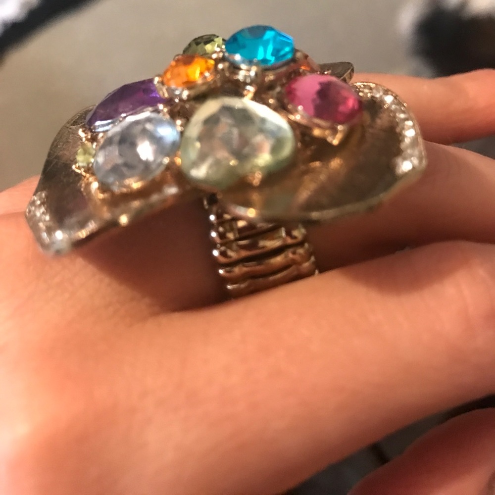 Gorgeous Flower Gemstone Statement Ring - image 2